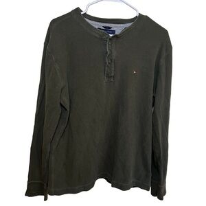Tommy Hilfiger Shirt Mens Large Green Long Sleeve Thermal Tee